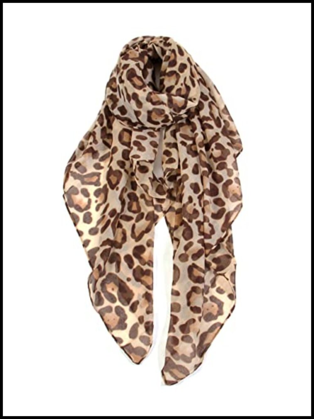 Leopard Print Fashion Scarf Shawl Wrap Sheer Polyester Lightweight 68"